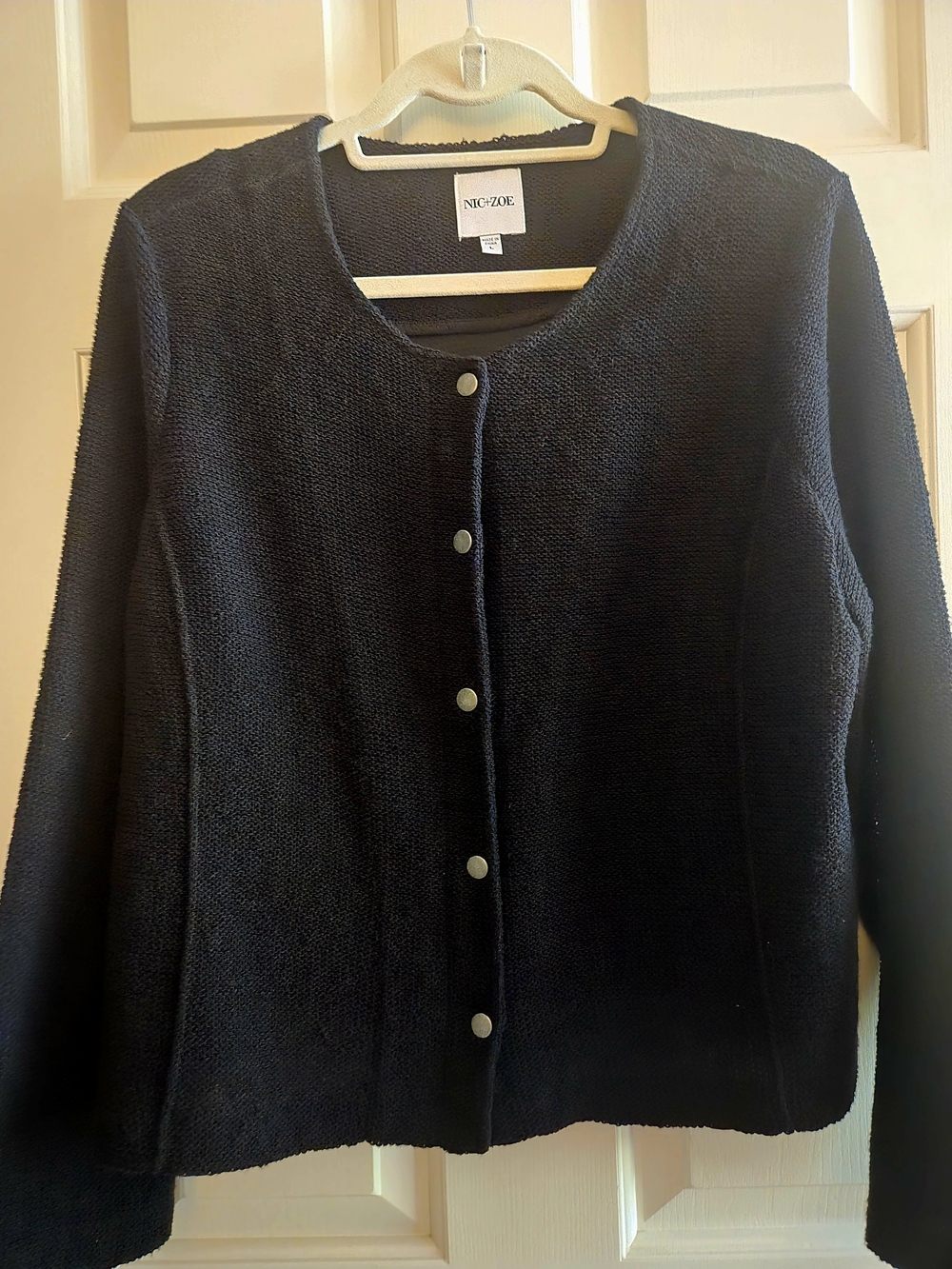 NIC+ZOE Navy Button-Front Round Neck Cardigan